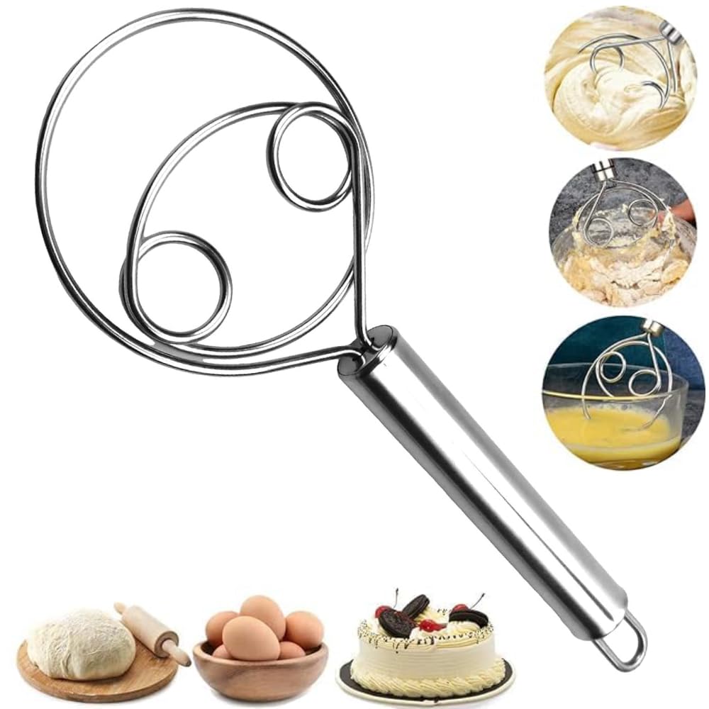 Prostuff.inÂ® Multifunctional Effortless Stainless Steel Dough Mixer with Hanging Hole Durable Time-Saving Mixing Stick Baking Tools Egg Beater for Home Kitchen Baking Accessories 1 Pcs