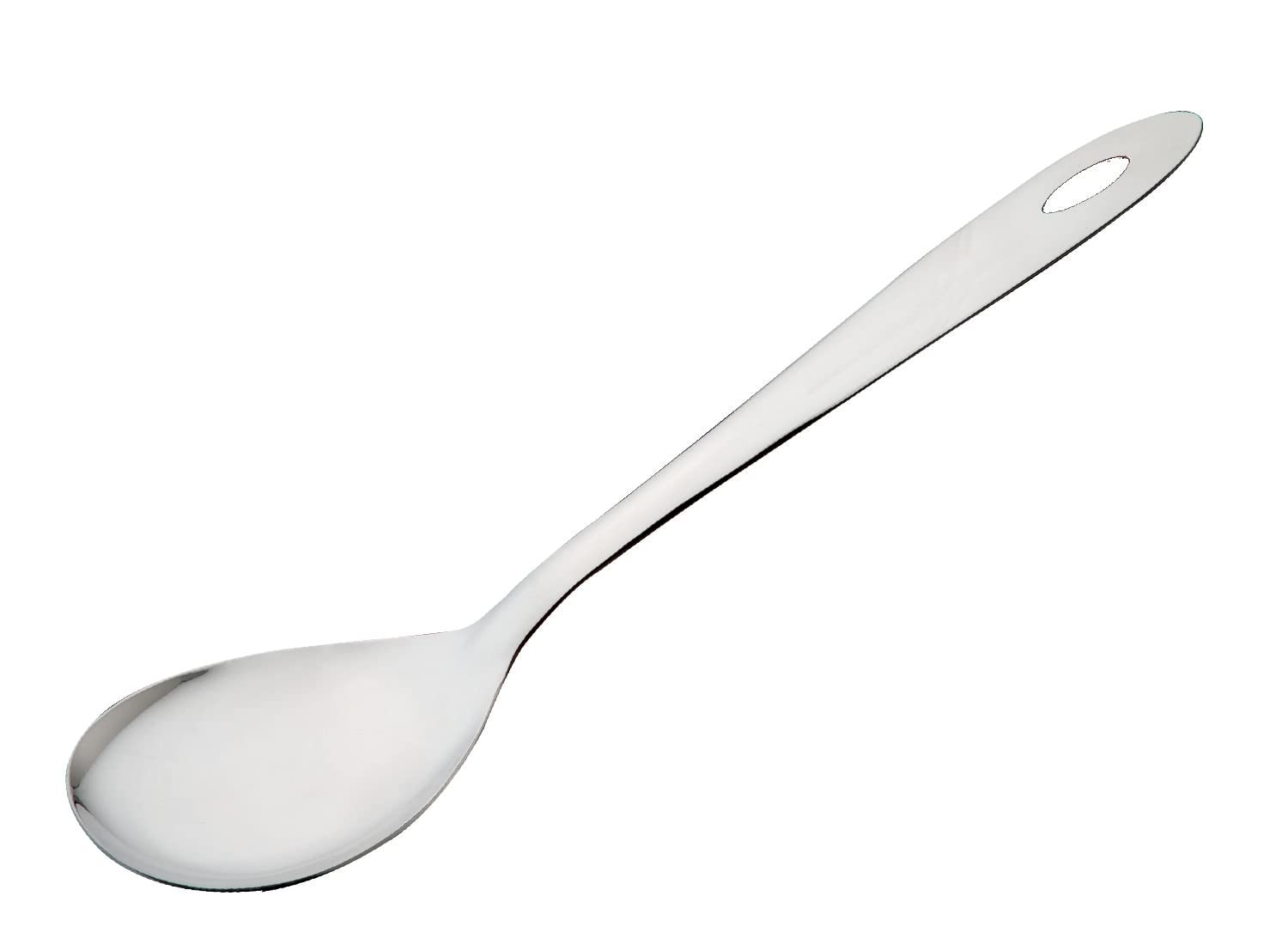 SignoraWare Kitchen Tools Stainless Steel (Food Grade) Heavy Gauge (1.5 MM) Prima Solid Oval Spoon No.5 (Serving Spoon) Chamcha for Serving Rice/Pasta/Subzi (Size 30 cm)