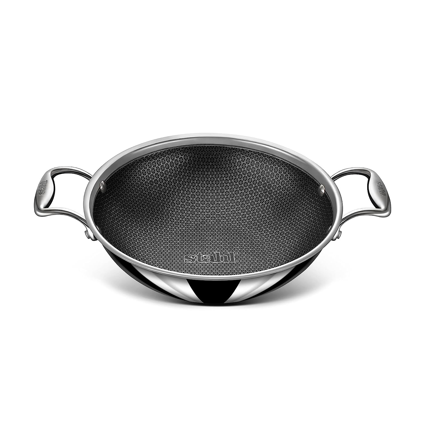 Stahl Triply Non Stick Kadai with Lid | Stainless Steel Kadai with Induction Base - Hybrid 6324, Dia 24cm, 2.4L (Serves 4-5 People)