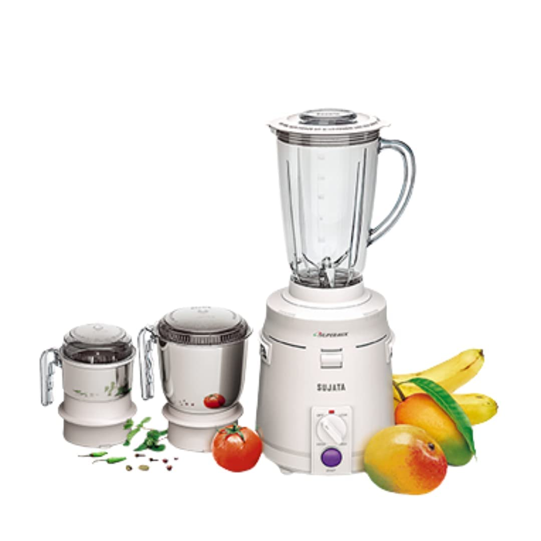 Sujata Supermix, Mixer Grinder, 900 Watts, 3 Jars (White)