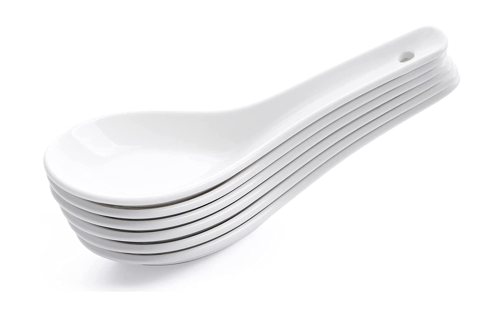 TAGROCK Ceramic Soup and Dessert Spoon, Microwave Safe - Pack of 6 (White)