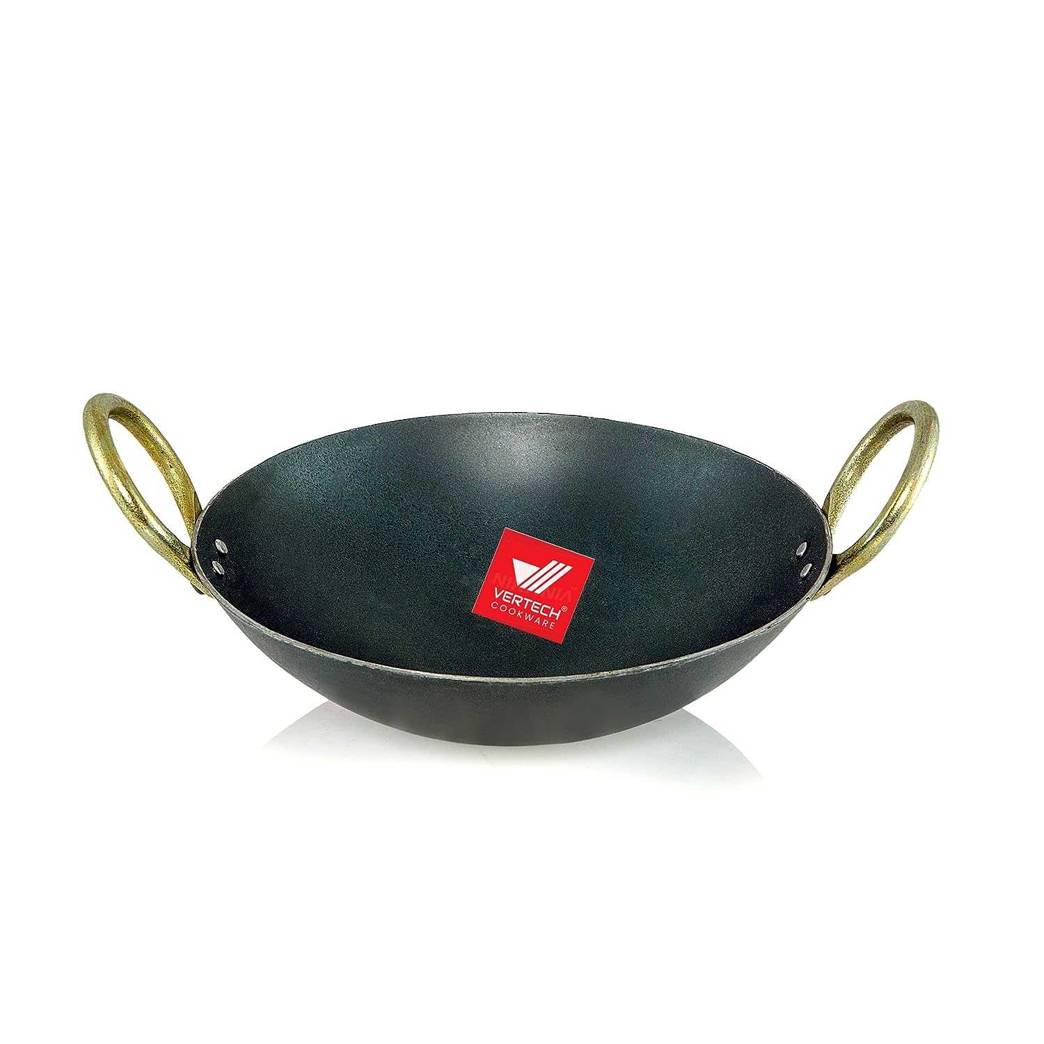 VERTECH COOKWAREÂ® Natural Pure Iron (Loha) Kadhai Traditional,Kadai/Fry Pan/Frying Kadhai Handmade Lokhand with Golden Handle (800 ML/7 inch)