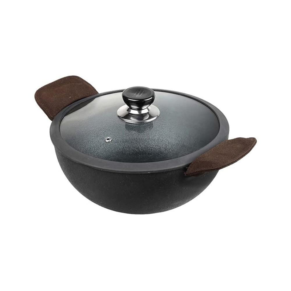 Vinod  D Legacy Pre-Seasoned Cast Iron Kadai, 24 cm,Induction Friendly,Black, 1 Piece