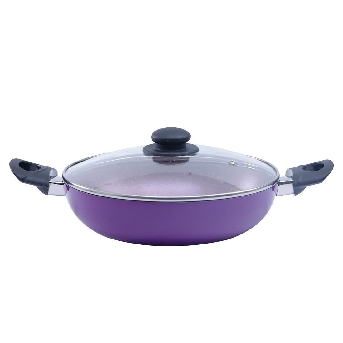Wonderchef Valencia Non-Stick Kadhai with Glass Lid | Induction Friendly | 2 litres Capacity | Size 24 cm Kadai