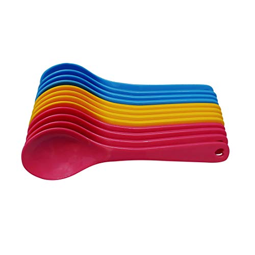 faas 12 Pcs Food Plastic Spoon Set for Baby Feeding Plastic Table Spoon Set Plastic Tea Spoon, Coffee Spoon Set