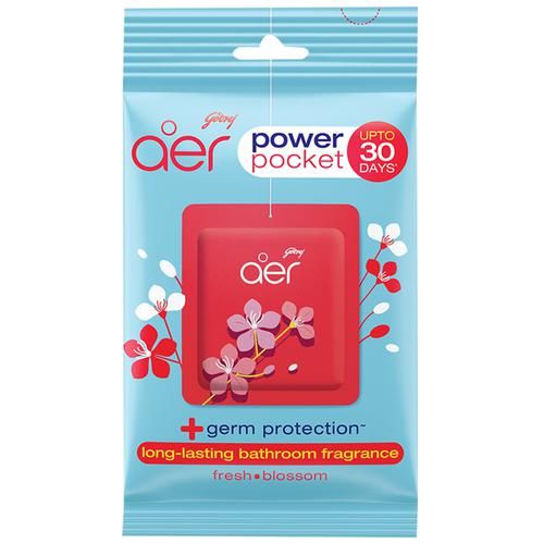 10x Godrej Aer Power Pocket - Long Lasting Bathroom Fragrance, Floral Delight, Pack of 10 (10 g each)