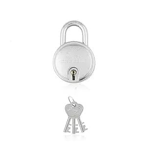 Godrej 6 Levers Round Padlock for Door with 3 Keys, Steel Finish Double Locking Mechanism Lock for Main Door (Silver, Pack of 10)