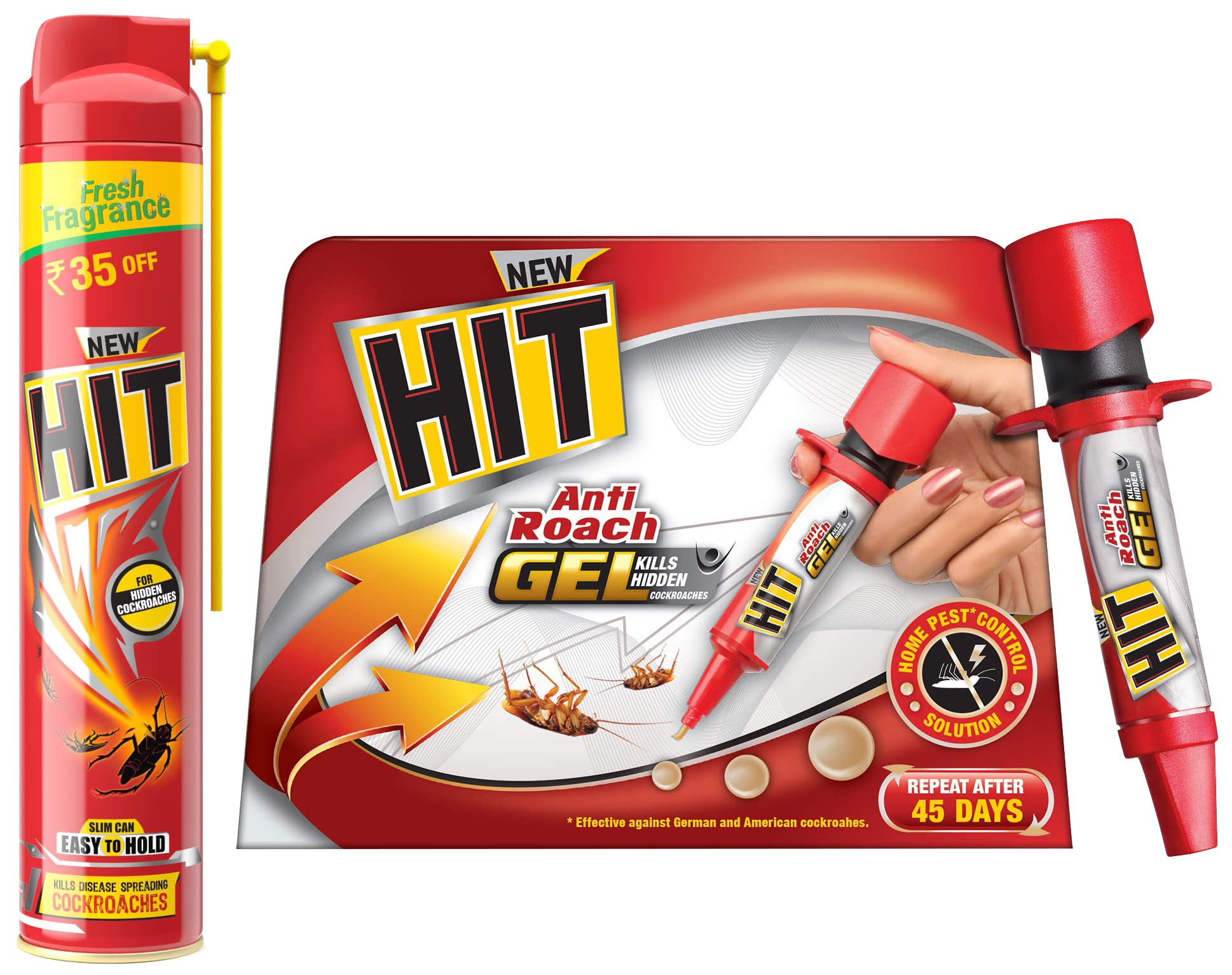 HIT Anti Roach Gel - Cockroach Killer (20g)&HIT Crawling Insect Killer â€“ Cockroach Killer Spray (700ml) | Instant Kill &HIT Crawling Insect Killer â€“ Cockroach Killer Spray (400ml) | Instant Kill