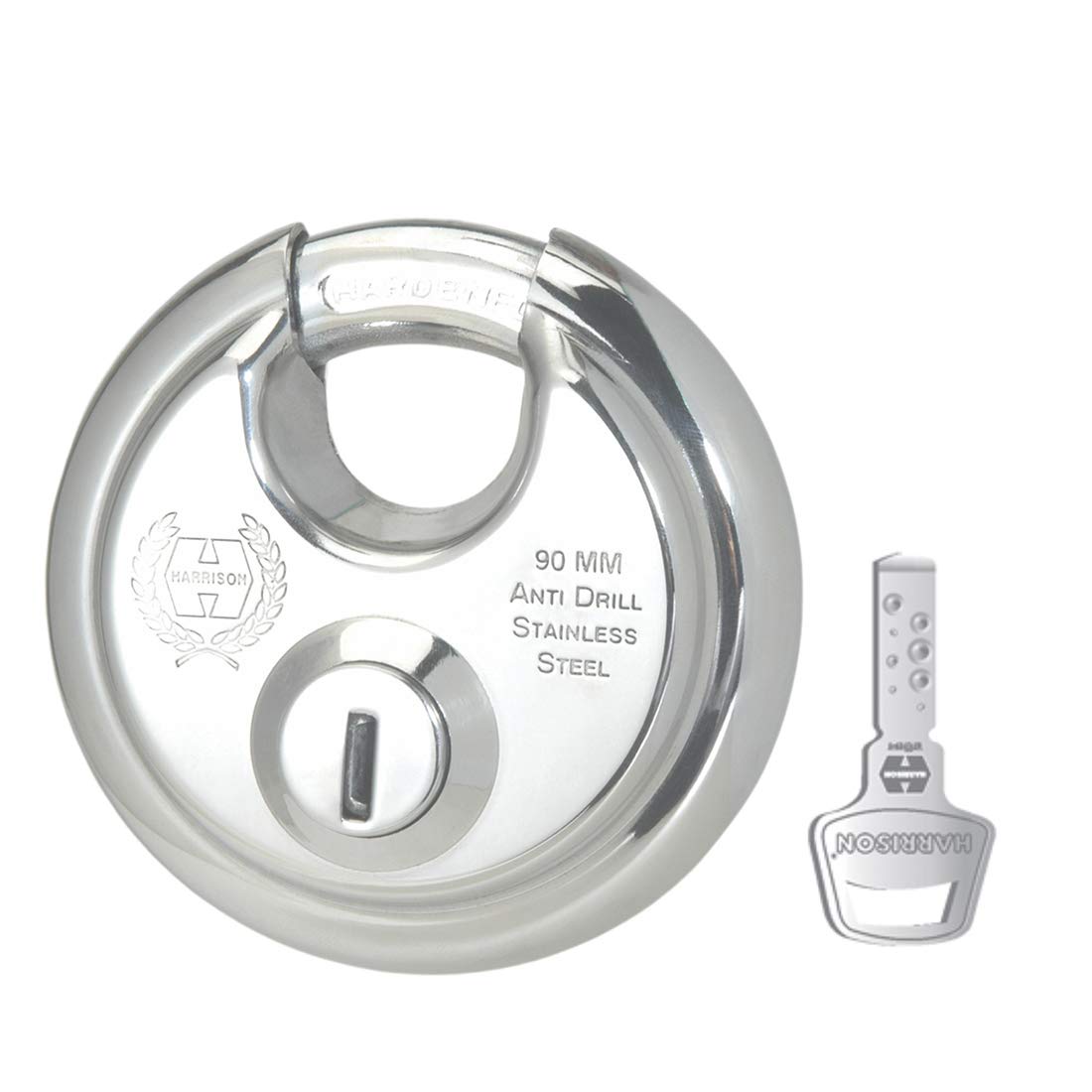 Harrison 404 Key Padlock (Silver, Painted Finish)| 12 Pins Security| Stainless Steel| Round Lock| 4 Keys| Used for Shutters, Gates