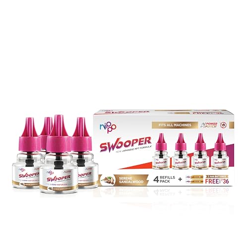 Nippo Swooper Liquid Vaporizer I Mosquito Repellent Machine+2 Refill(45ml) with 2 AAA Batteries Free I Sandalwood Fragrance I Japanese MFT Formula I Kills Dengue, Malaria & Chikungunya Mosquitoes