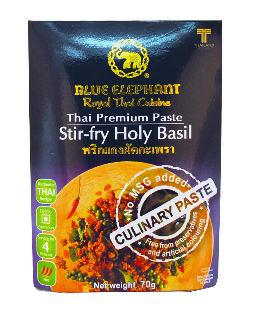 4x Blue Elephant Thai holy Basil stir Fry Paste 70g  each - Pack of 4