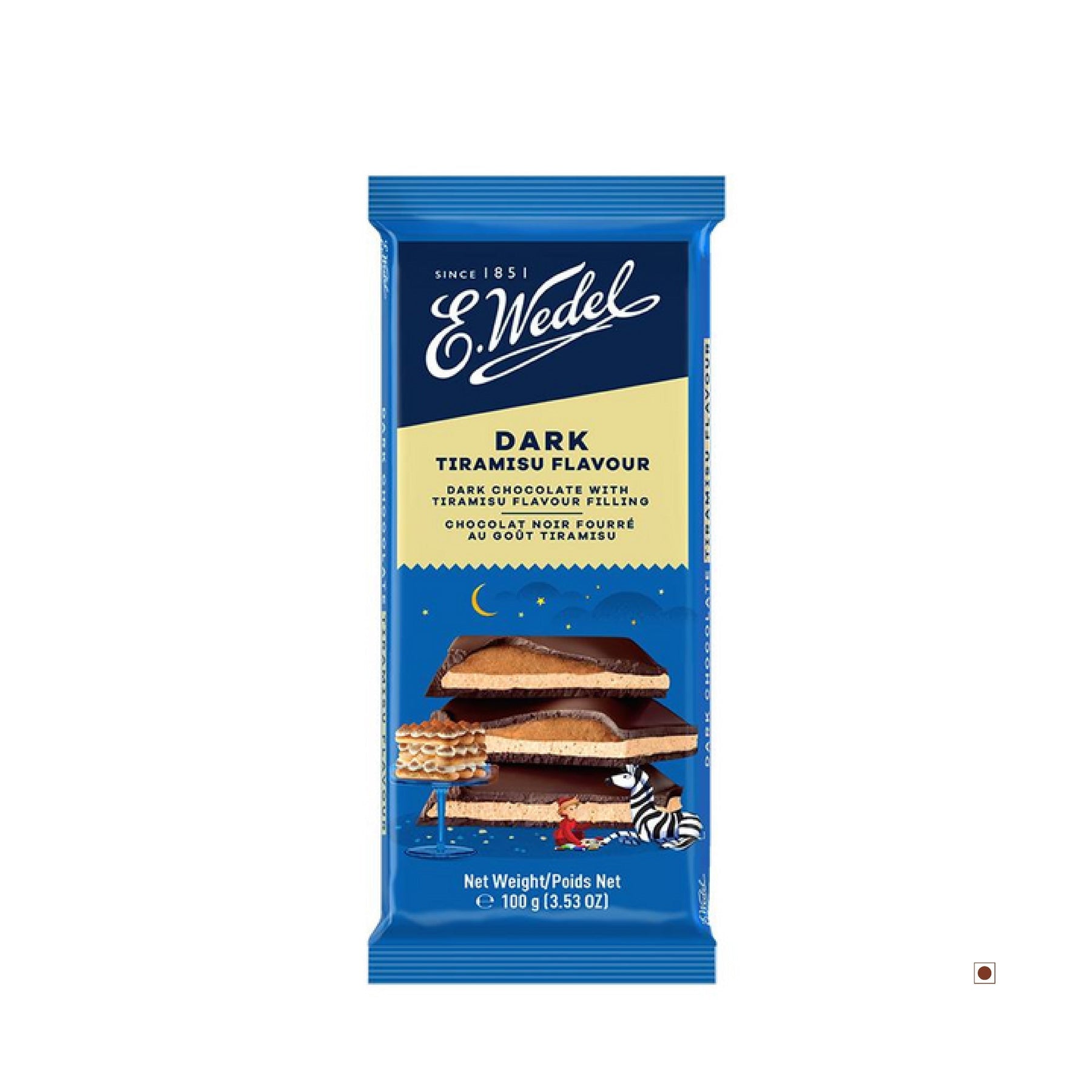 5x Wedel Dark Chocolate With Tiramisu Filling Bar 100g each - Pack of 5