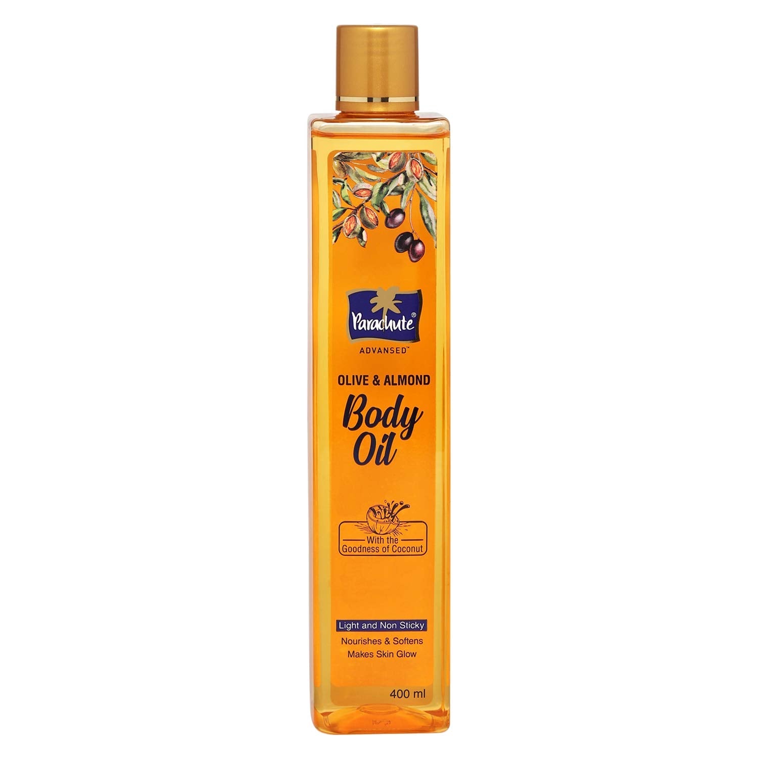 2x Parachute Advansed Olive & Almond Body Oil For Nourished Glowing Skin, Pack of 2 - 400 ml each