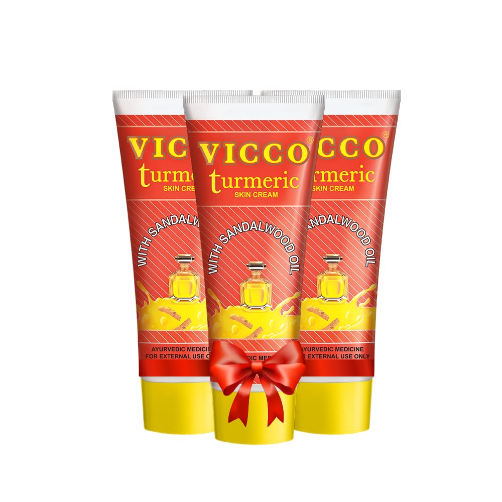 3x Vicco Turmeric Skin Cream, With Turmeric and Sandalwood Oil - 70g each (Pack of 3)