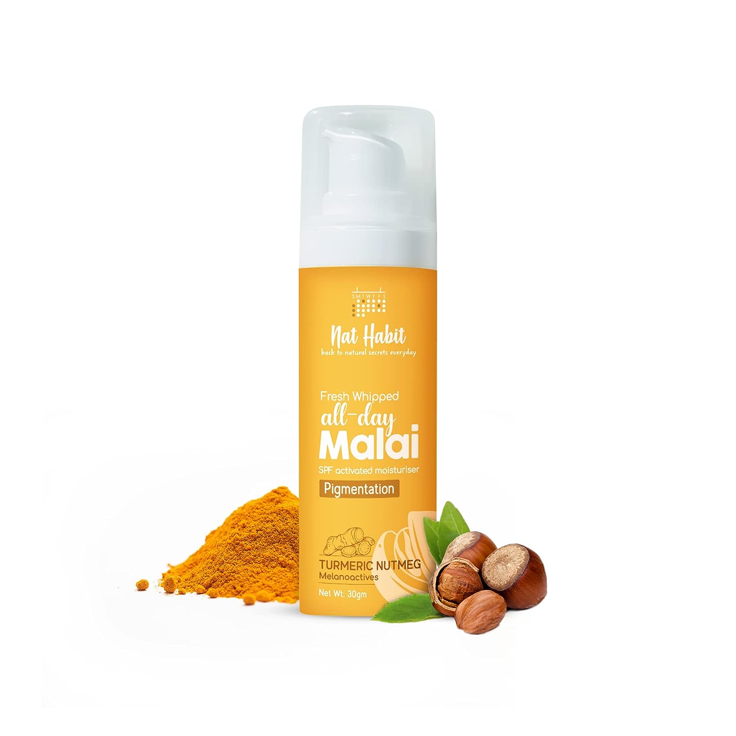 4x Nat Habit -  Fresh Whipped Turmeric Nutmeg Melanopublisheds All Day Face Malai Cream - 30 gm - Pack of 4