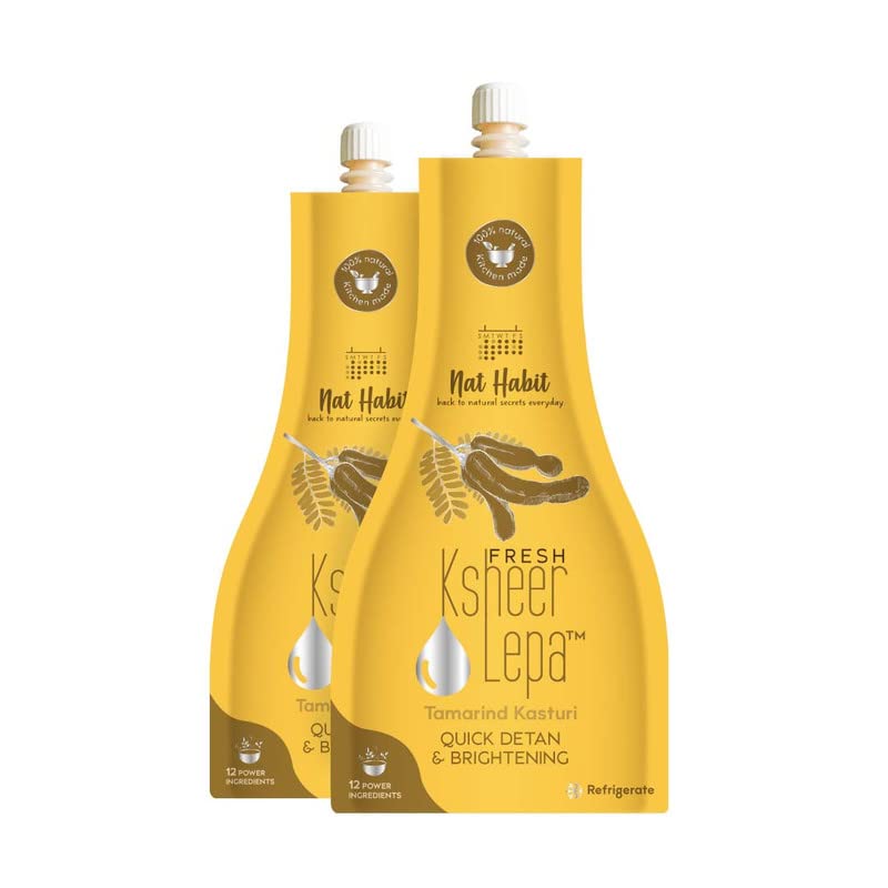 4x Nat Habit Fresh Tamarind Kasturi Face Pack, Ksheer Lepa For Quick Detan, Brightening, Clean Spots - (40gm of Each) - Pack of 4