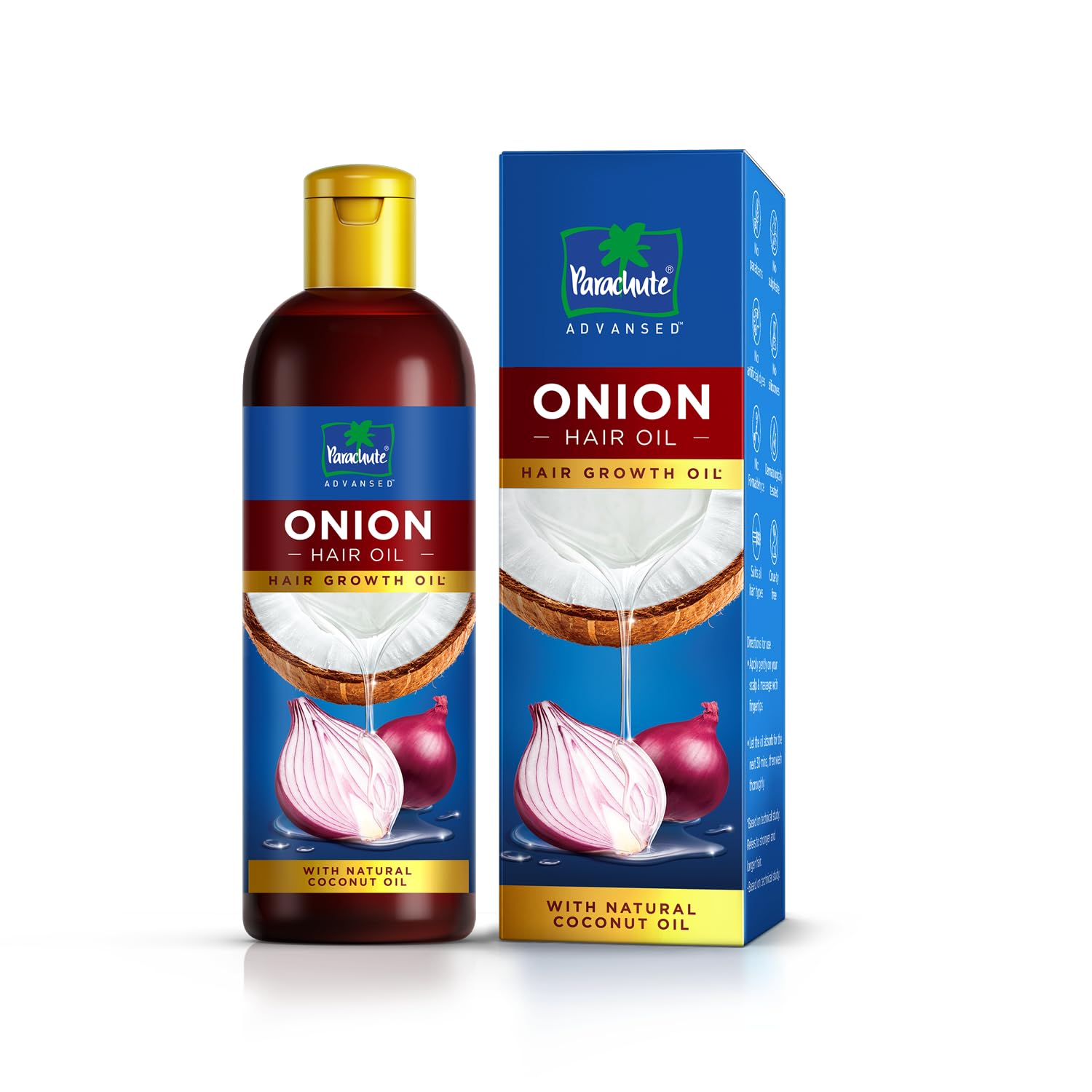 4x Parachute Advansed Onion Hair Oil with Natural Coconut Oil & Vitamin E - Pack of 4 - (200ml each)