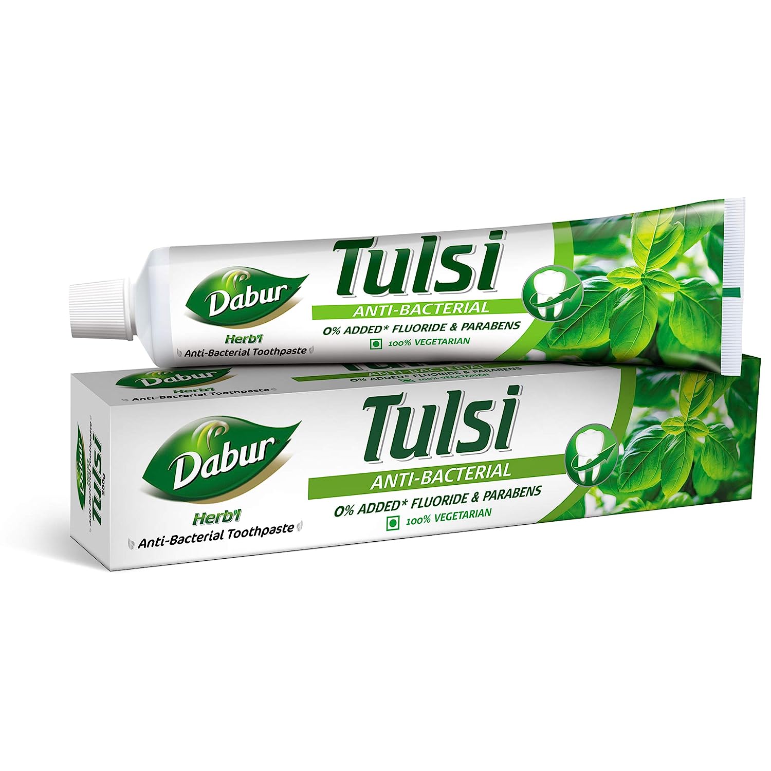 5x Dabur Herb'l Tulsi Anti Bacterial Toothpaste - Pack of 5 (200g each)