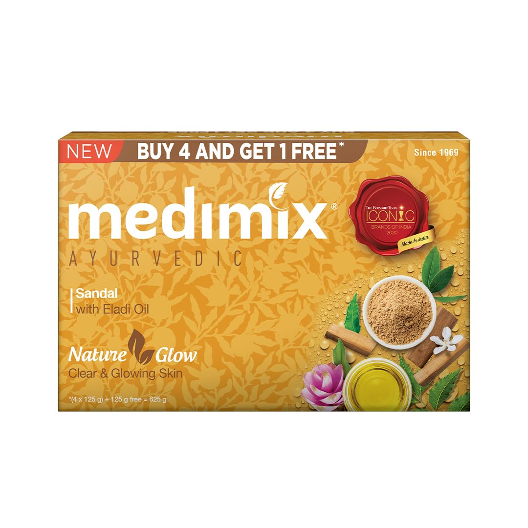 5x Medimix Ayurvedic Sandal Bathing Soap Bar With Eladi Oil 125G each - Pack of 5
