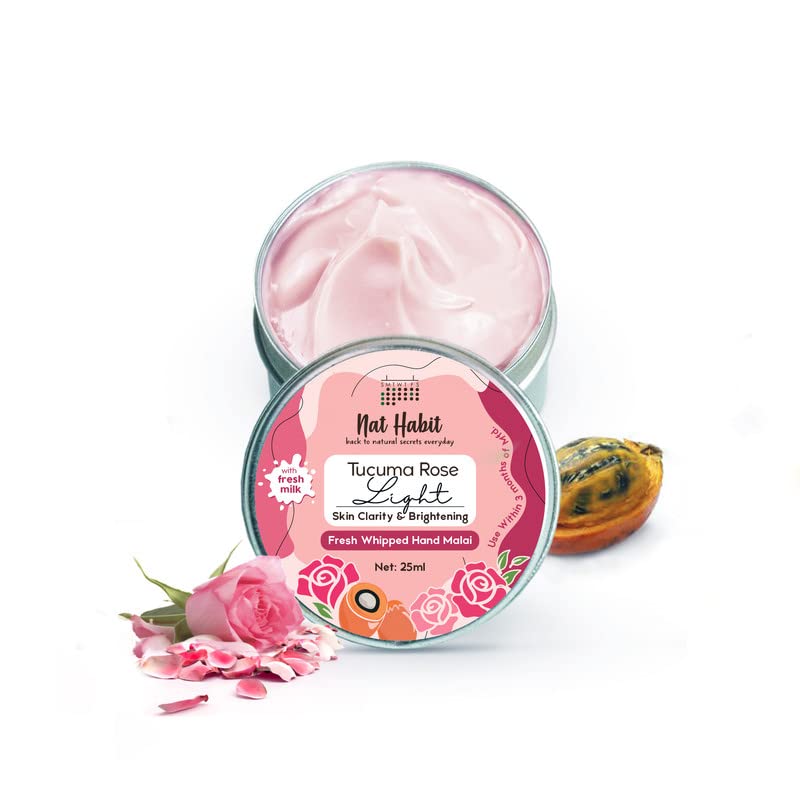 5x Nat Habit -  Tucuma Rose Fresh Whipped Hand Malai/Cream For Skin Clarity & Brightening, 100% Natural, 25ml - Pack of 5
