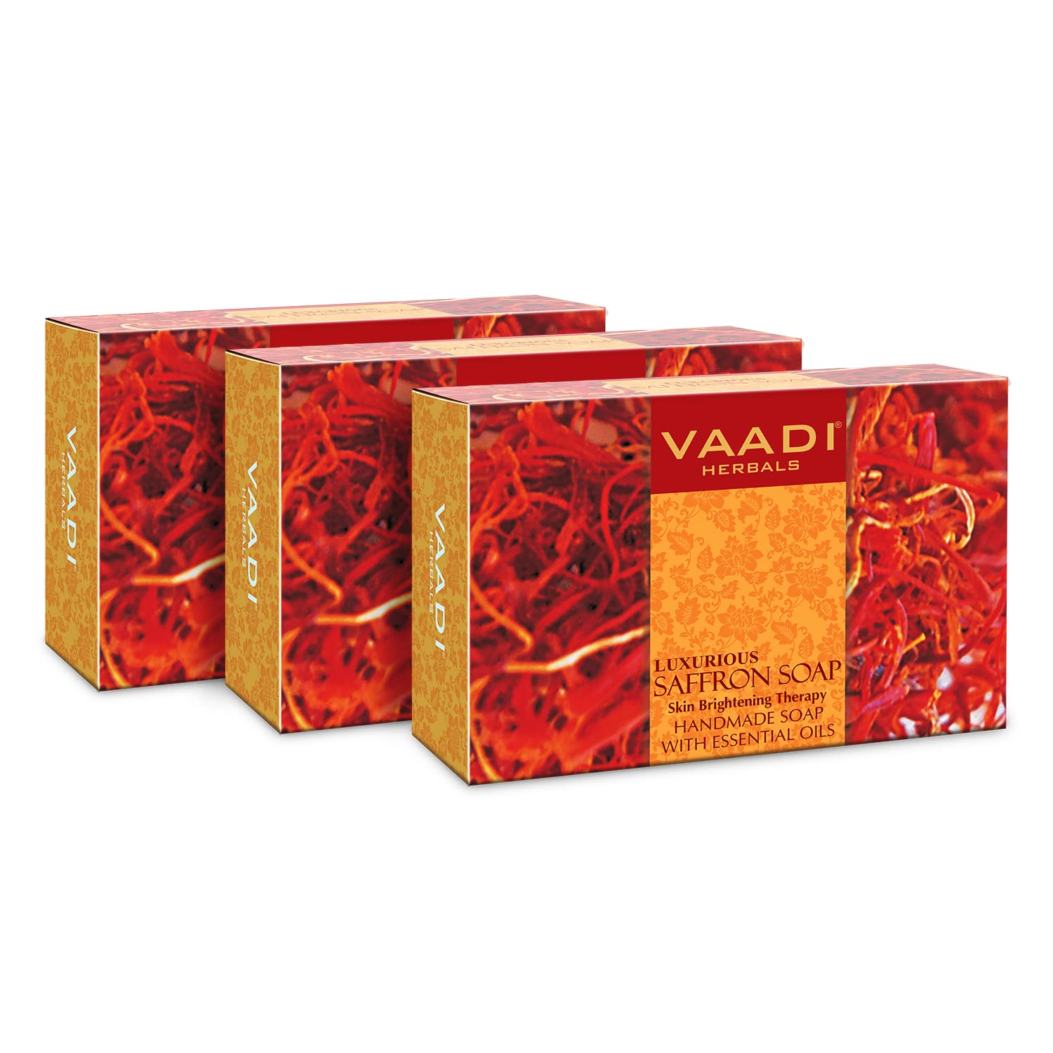 67x Vaadi Herbals Value Luxurious Saffron Skin Whitening Therapy Soap, Pack of 67 (75g each)