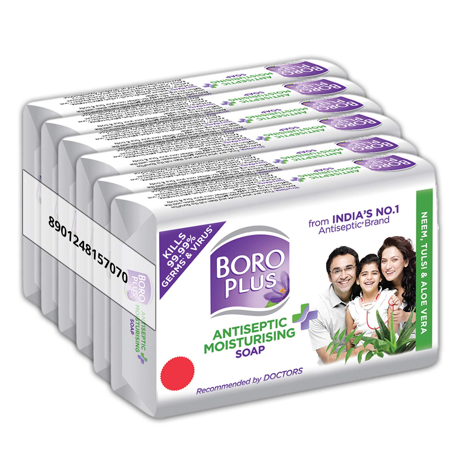 8x Boroplus Antiseptic And Moisturising Bathing Soap With Aloe Vera, Neem And Tulsi - 125G (Pack Of 8)