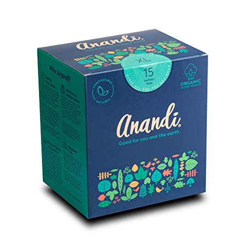 Anandi sanitary pads for women 15 XL Pads | Biodegradable Organic pads with Disposal pouch | Certified ~100% Compostable