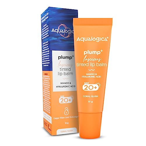 Aqualogica Coral Slush Plump+ Luscious Lightweight Tinted Lip Balm with Spf 20+ for Women and Men - Lip Mask with Mango & Hyaluronic Acid for Intense Hydration | for Dry & Dehydrates Lips -10g