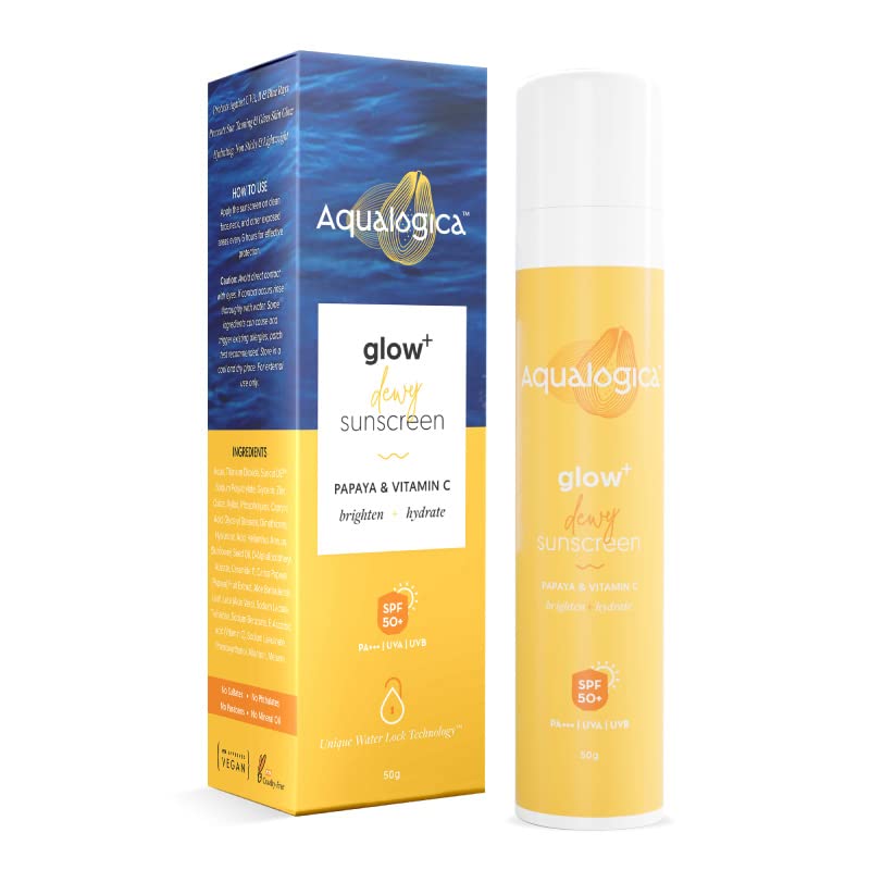 Aqualogica Glow+ Dewy Sunscreen SPF 50 PA+++ For UVA/B & Blue Light Protection, 50G