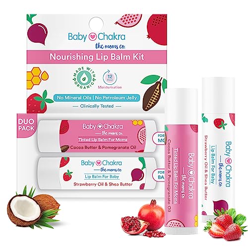 BabyChakra Nourishing Lip Balm Duo Pack for Women's & Babies/Kids, 100% Natural Ingredients, Long Lasting Non Greasy 12 Hours Moisturising, Cruelty Free (2x4.5 gm)