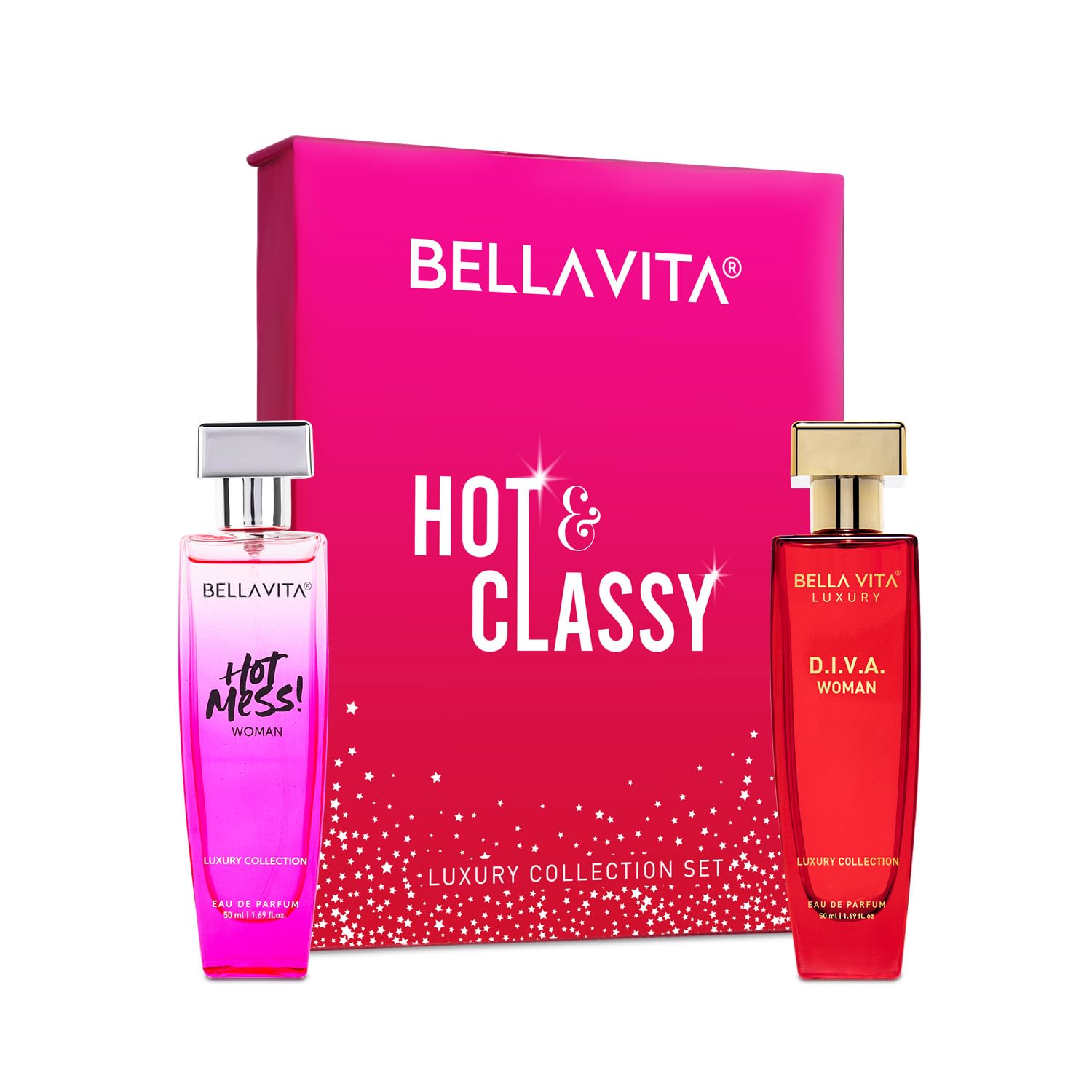 Bella Vita Luxury Hot & Classy Luxury Collection Set for Women 2 x 50Ml with Hot Mess, D.I.V.A. Perfume|Floral, Woody Long Lasting EDP Fragrance Scent