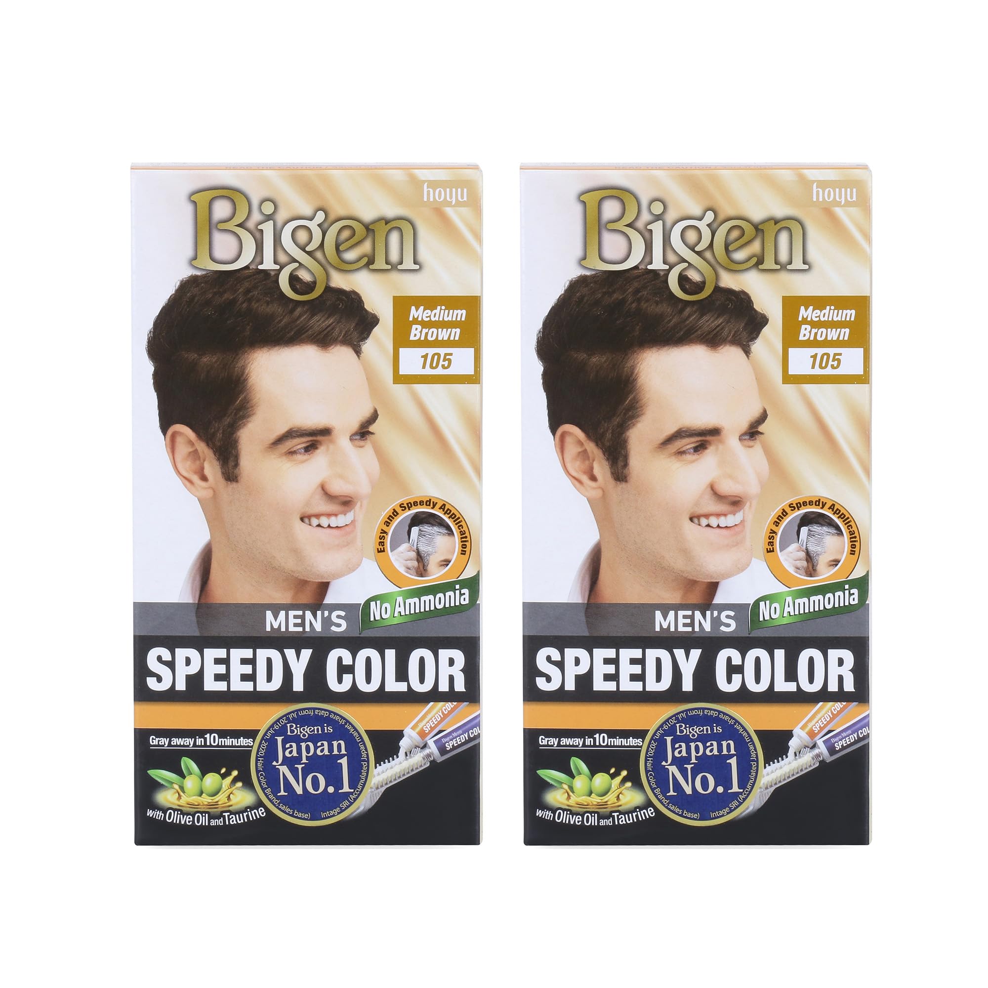 Bigen Men's Speedy Hair Color Medium Brown - 105 (Pack of 2)