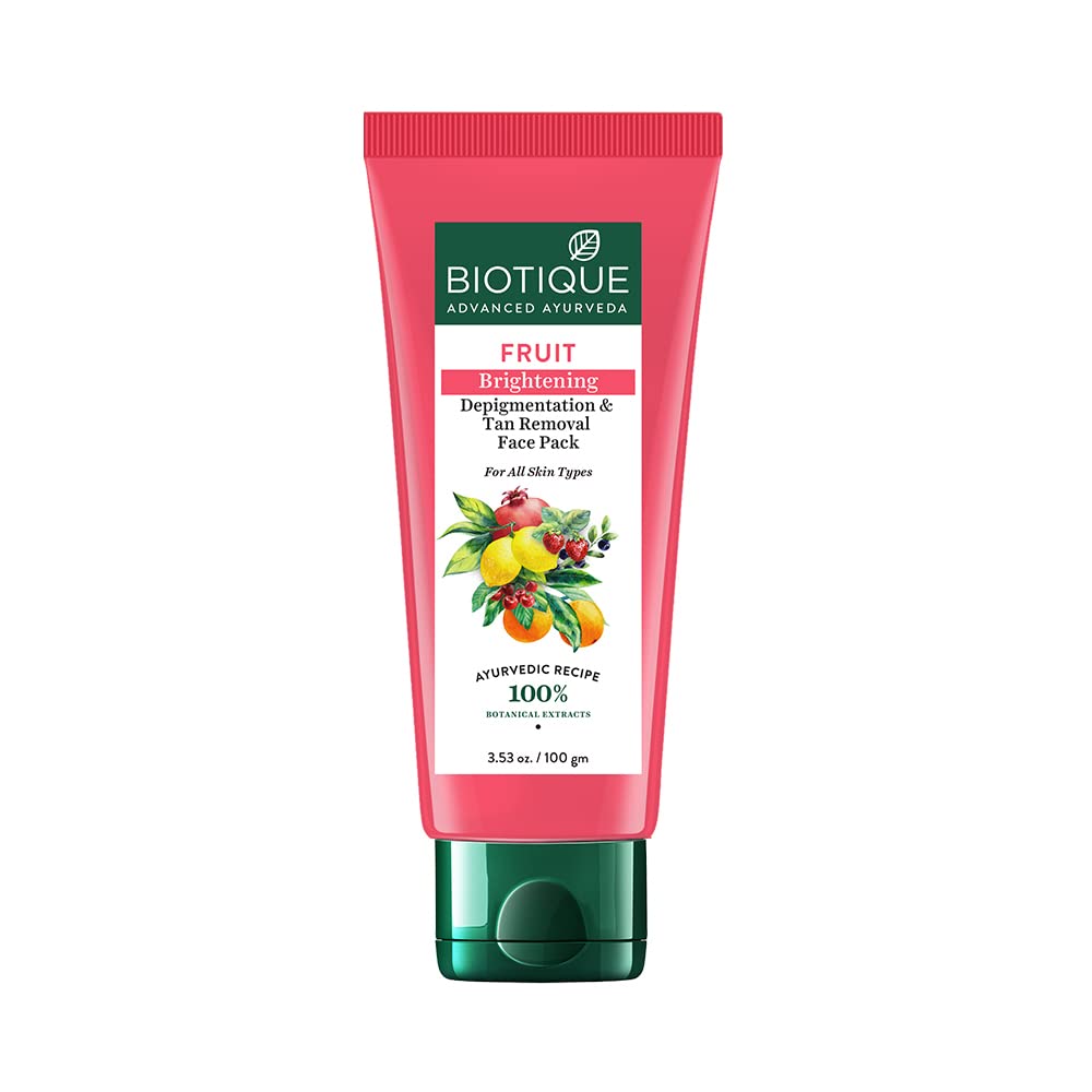 Biotique Fruit Brightening Depigmentation & Tan Removal Face Pack For All Skin Types, 75gm