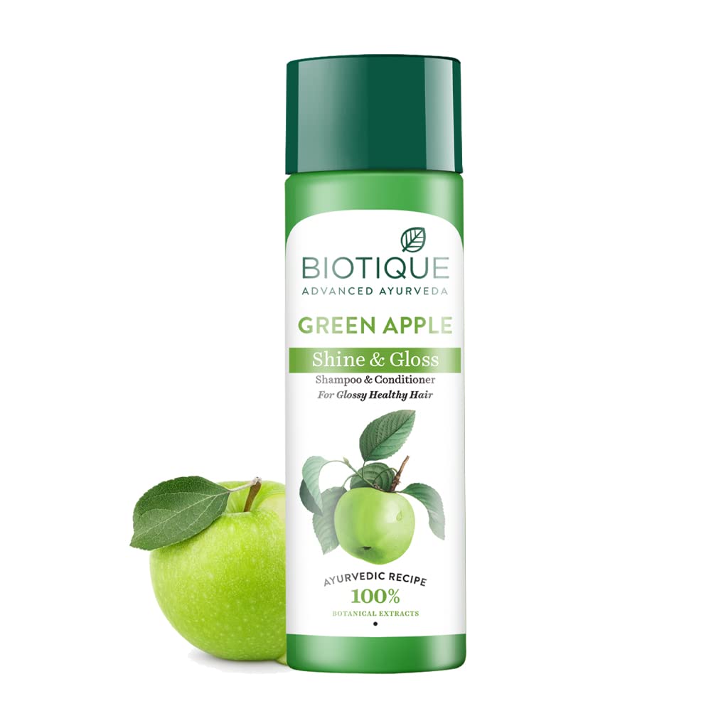 Biotique Green Apple Shine & Gloss Shampoo & Conditioner For Glossy Healthy Hair, 650ml