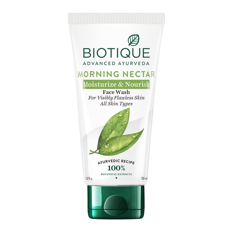 Biotique Morning Nectar Moisturize & Nourish Face Wash For Visibly Flawless Skin All Skin Types, 150ml