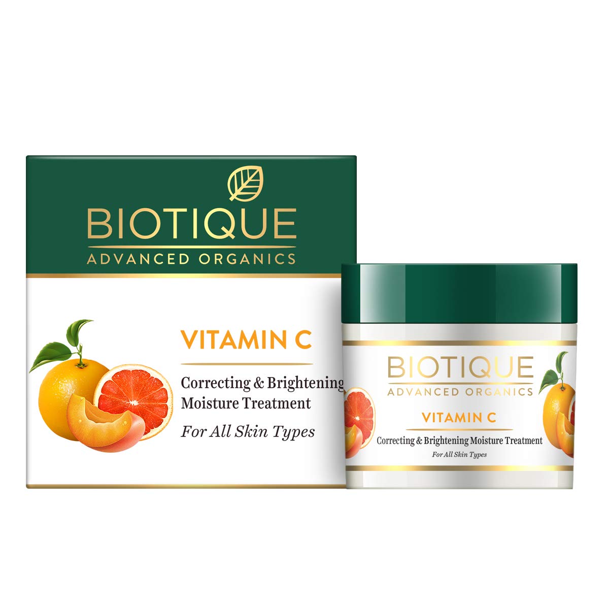 Biotique Vitamin C Correcting and Brightening Non Greasy Face Cream for All Skin Types, 50g | Younger Looking Nourished & Bright Skin | SLS & Paraben Free