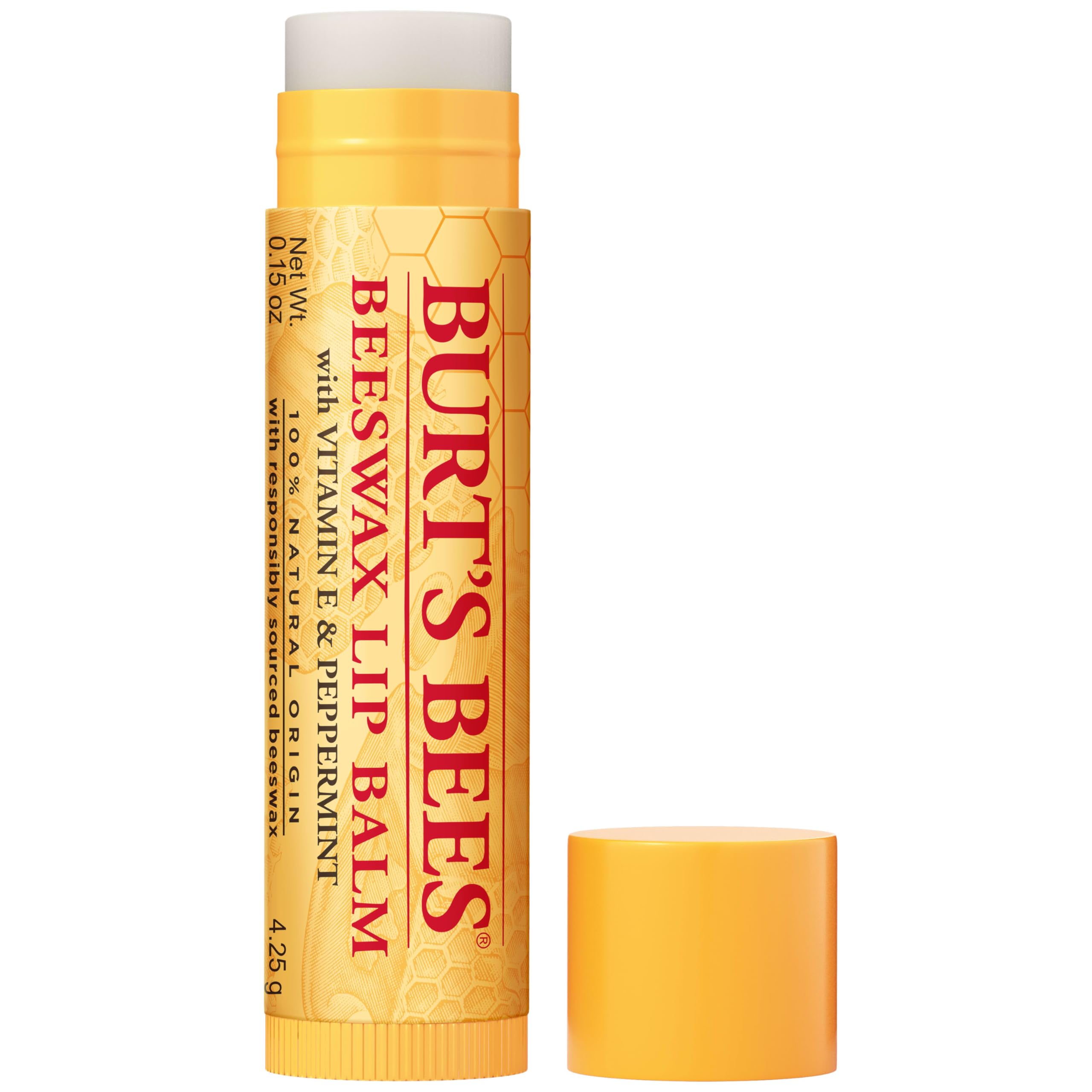 Burt's Bees Lip Balm, Beeswax, 0.15 oz, Transparent