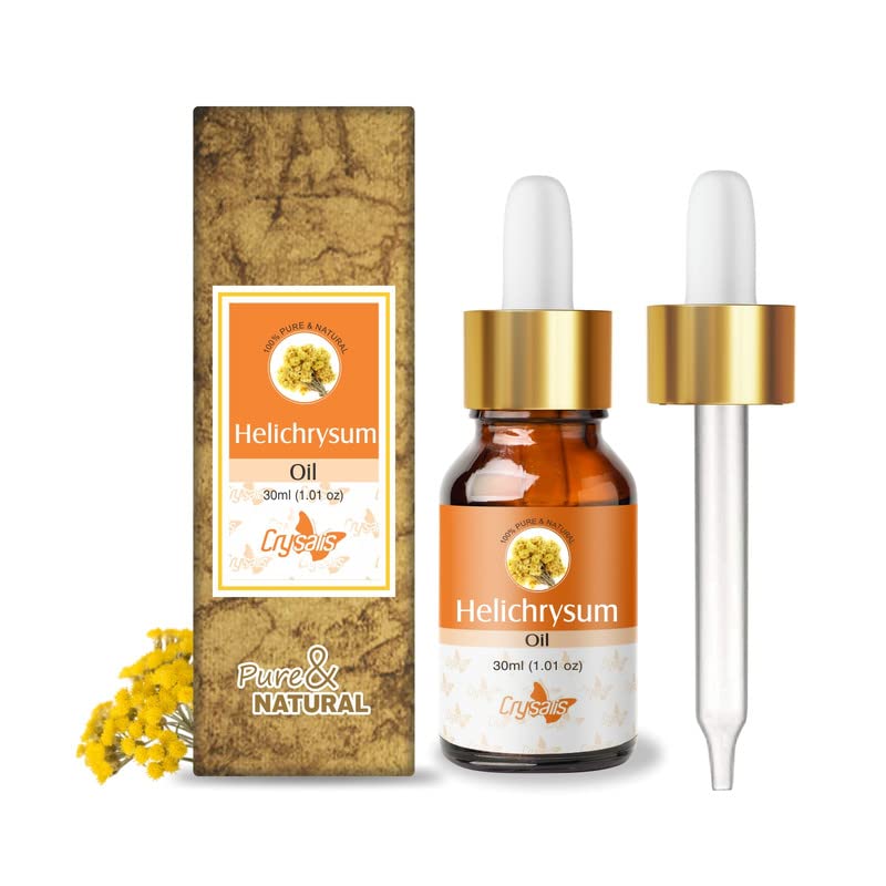 Crysalis Helichrysum (Helichrysum Italicum) |100% Pure & Natural Undiluted Essential Oil (Helichrysum) Organic Standard/For Aromatherapy, Skin Care, Hair Care, Body Care- 30ML With Dropper