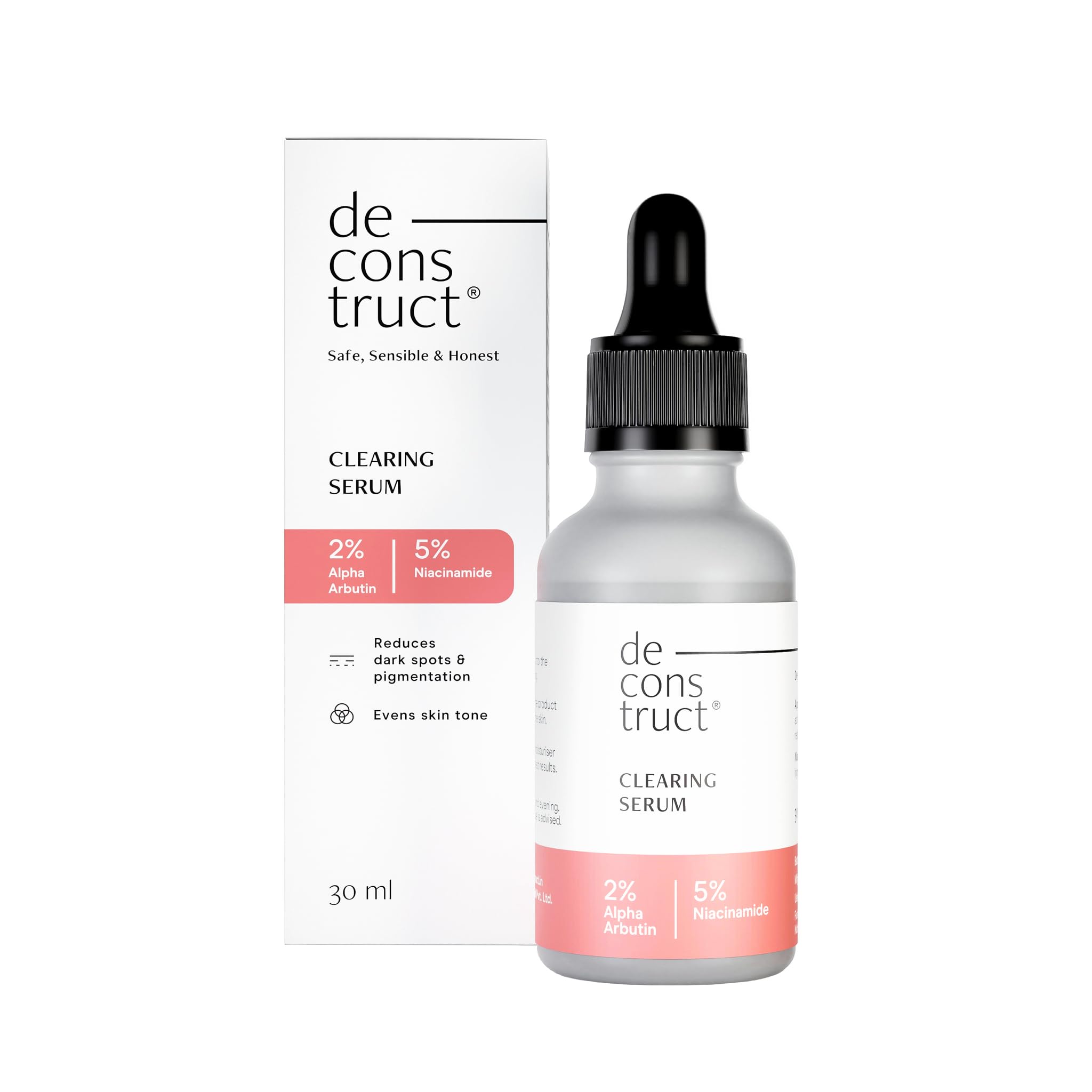 Deconstruct Clearing Serum: 5% Niacinamide Face Serum For Acne&Dark Spots With 2% Alpha Arbutin|Reduces Pigmentation|For Clear,Blemish-Free,Bright Skin|For Women And Men|Beginner Friendly|30 Ml