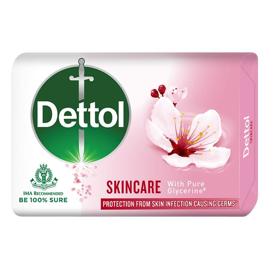 Dettol Skincare Bathing Soap Bar - With Glycerine, Moisturising, Protects From Germs, 125 g