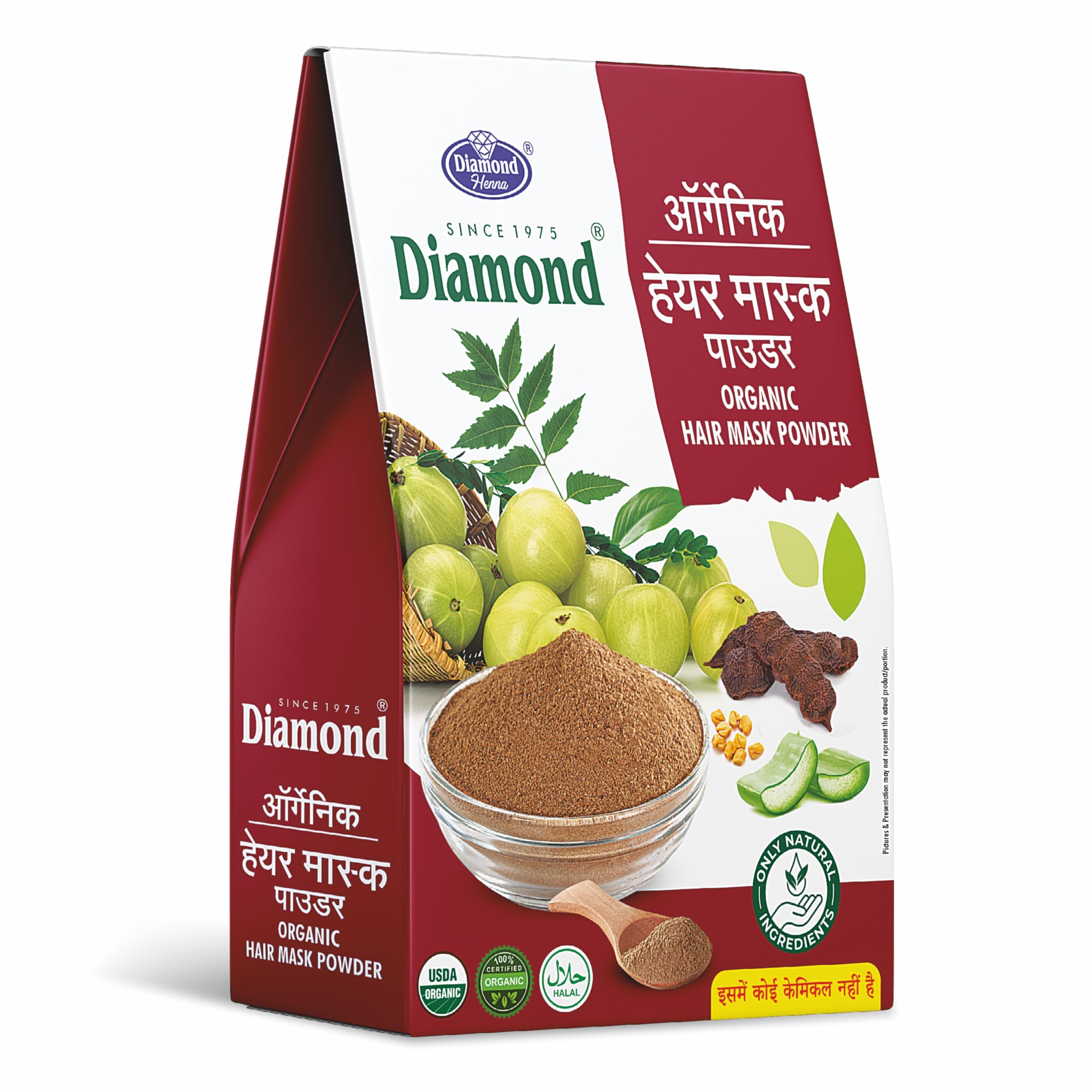 Diamond Herbal Hair Mask Powder | Amla | Shikakai | Neem | Methi| Green Tea | Aloe Vera | Chemical Free, 1 Count