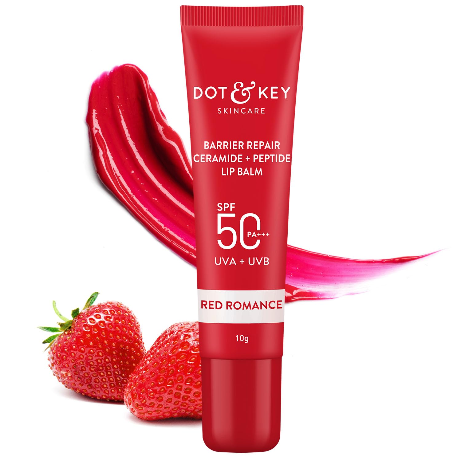 Dot & Key Ceramide & Peptide Barrier Repair Lip Balm SPF 50, PA+++ |Warm Nude | UVA/UVB Lip Protection | Soft Tinted Lip Moisturizer | Boosts Collagen & Instantly Plumps Lip | Lip Balm for Women | 10gm