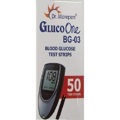 Dr. Morepen BG-03 Blood Glucose Test Strips, 50 Strips (Black/White) (Only Strips, No Glucometer)