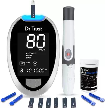 Dr. Trust (USA) Digital Glucose Blood Sugar testing Monitor Machine with 10 Strips Glucometer  (Black)