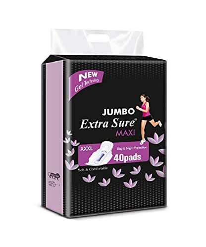 Extra Sureï¿½ Jumbo XXXL Ultra Clean Soft Thin Dry Cottony Sanitary Napkin Pad With Wing For Women Girl (40)