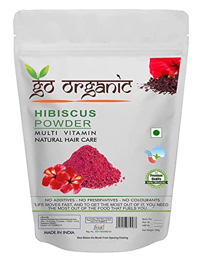Go Organic 100% Organic Hibiscus flower Petal Powder for hair mask, face Mask & hibiscus tea, Export Quality, Edible grade, Pink, (150g)