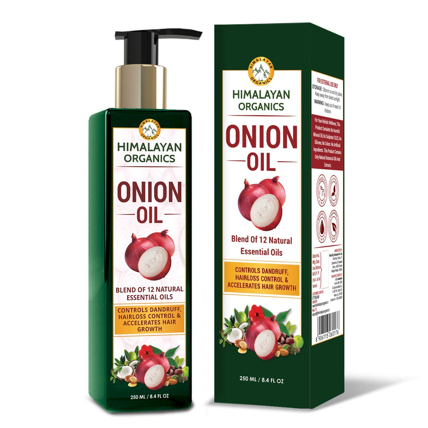 Himalayan Organics Onion Hair Oil With 12 Natural Essential Oils - 250 ml