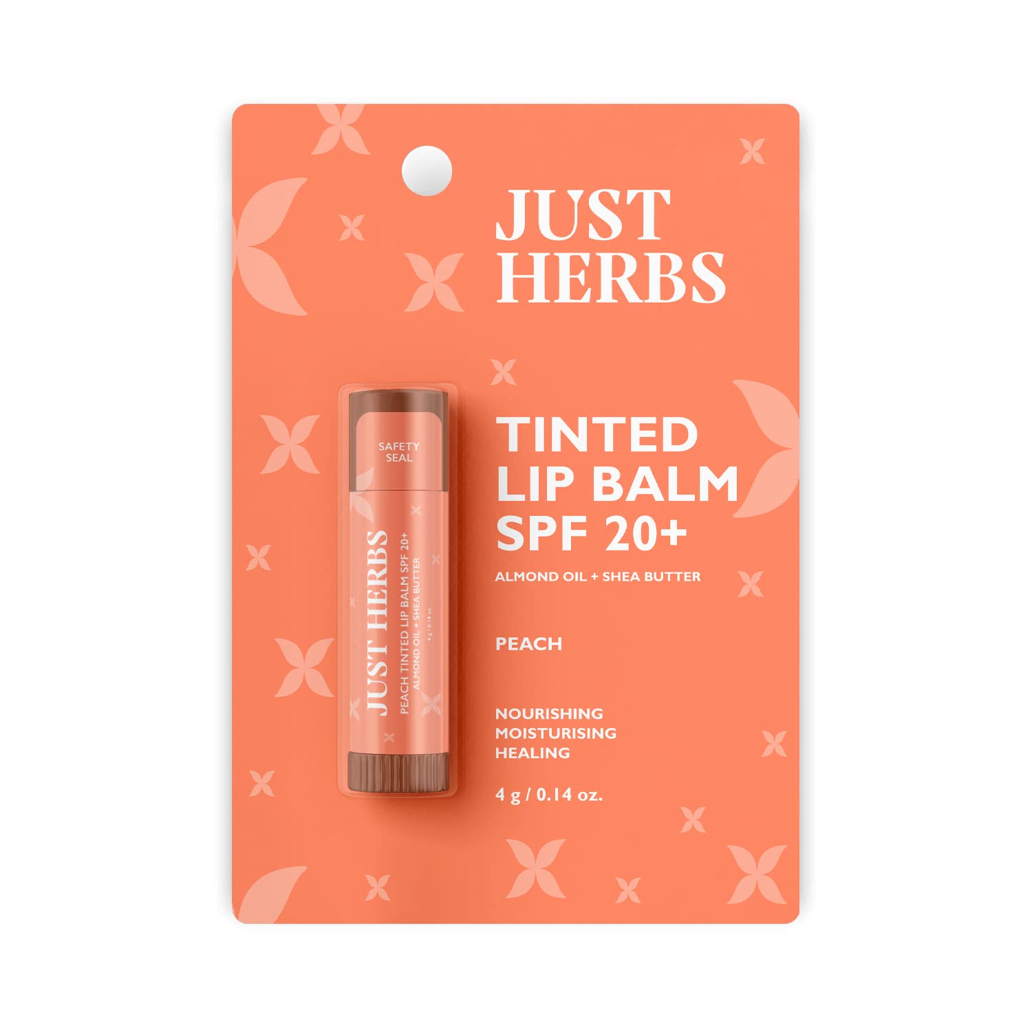Just Herbs Tinted Lip Balm for Men and Women with SPF 20+ for Dark Lips to Lighten 4 g (Cherry)