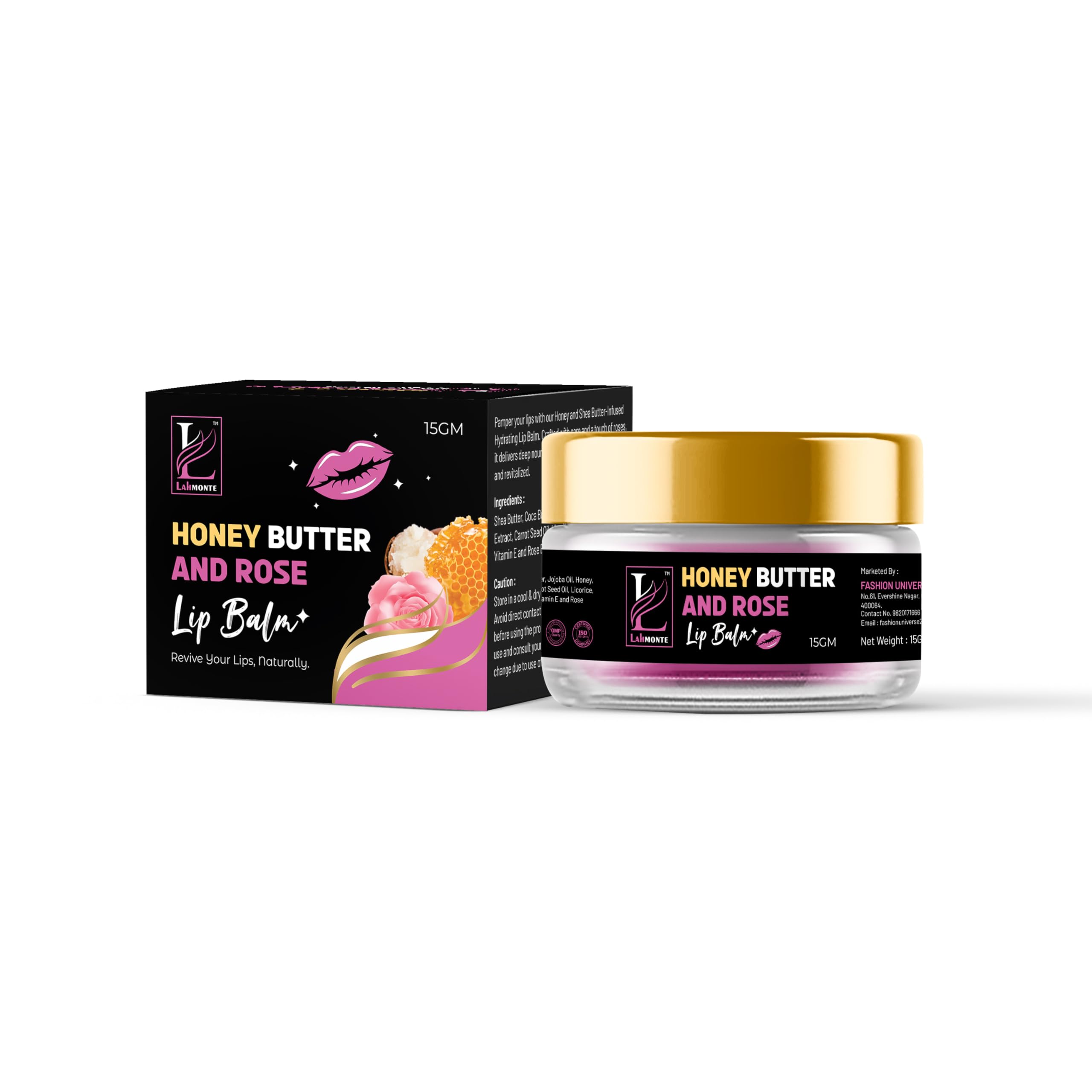 LAHMONTE Honey Butter And Rose Lip Balm | 15GM