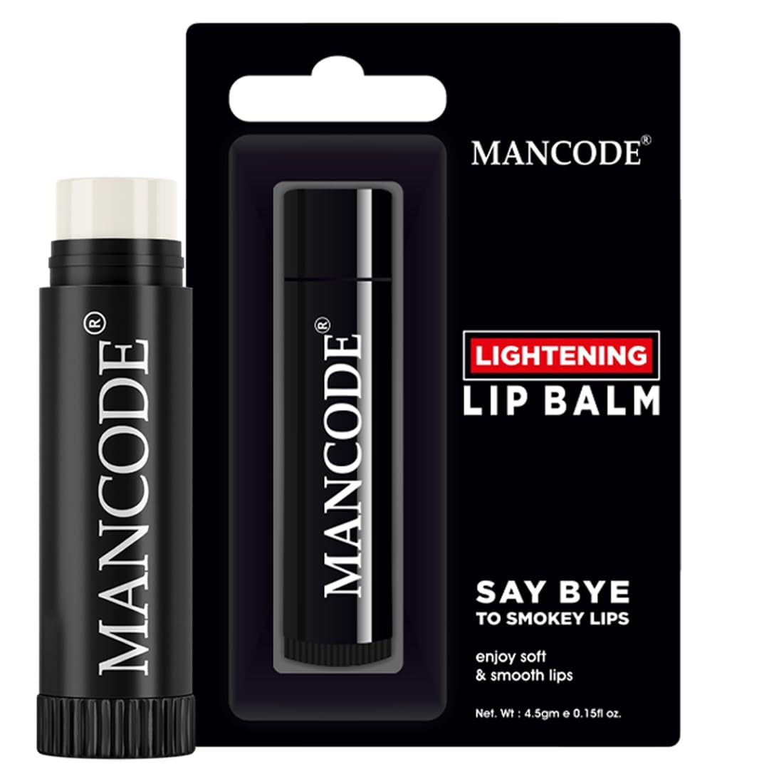 Mancode Lightening Lip Balm for Dry, Chapped, Dark and Smoky Lips - 4.5gm | Moisturizes, Nourishes & Soften Lips with the power of Vitamin E, Coconut & Olive Oil | 24 H Melt in Moisture Formula